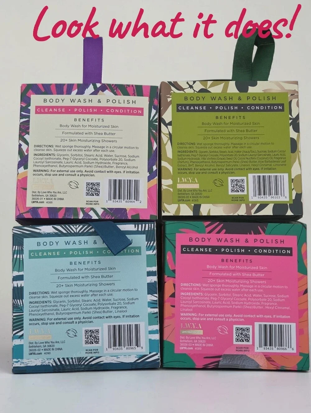 Lot of 4 boxes of body wash & polish 20+ uses each beauty body set